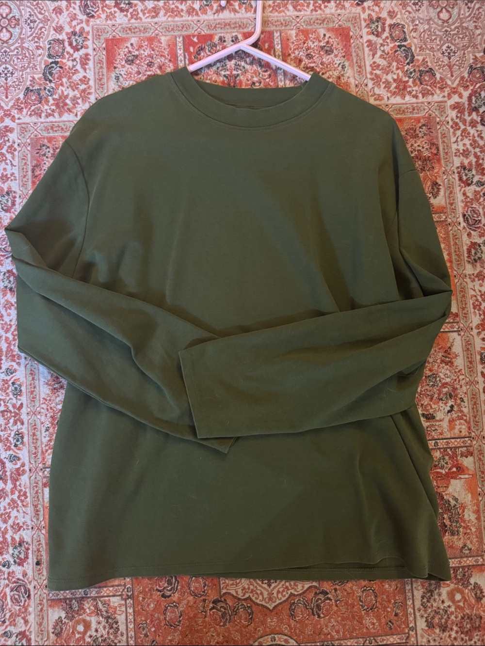 Zara Olive Green Long Sleeve Crewneck Top
